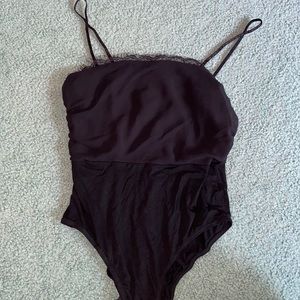 Black Bodysuit w/ Lace Trim